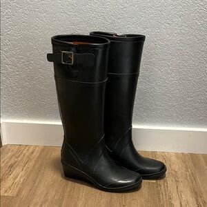 Michael Kors Women's Black Rain Boots Wedge Style Sz 7